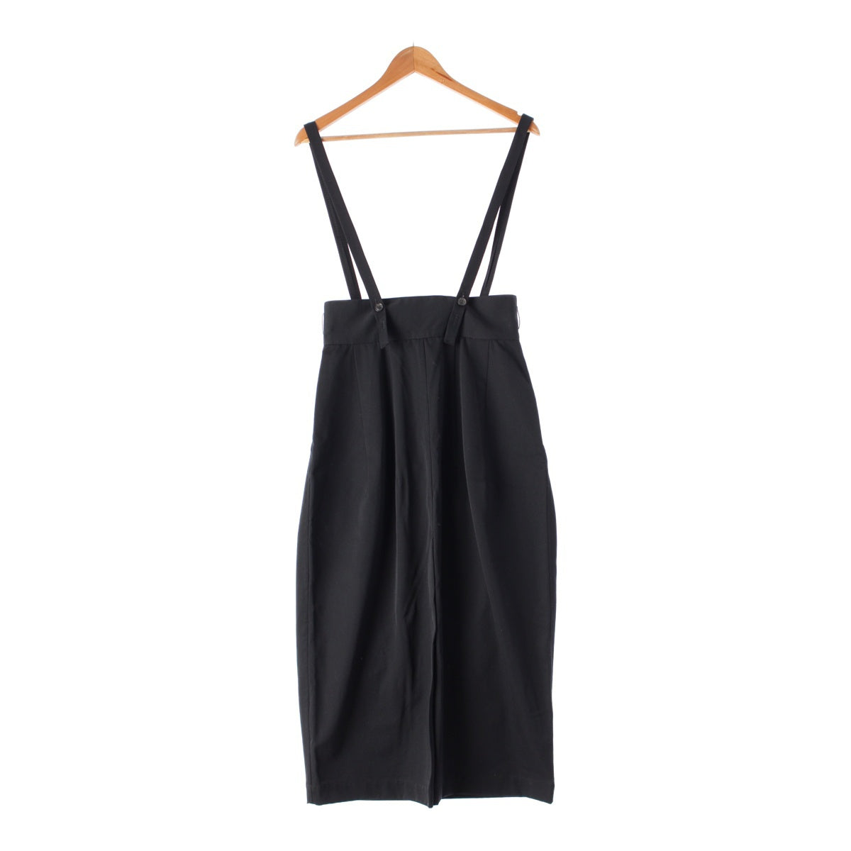 Yohji Yamamoto 80S wool round logo suspenders skirt black S