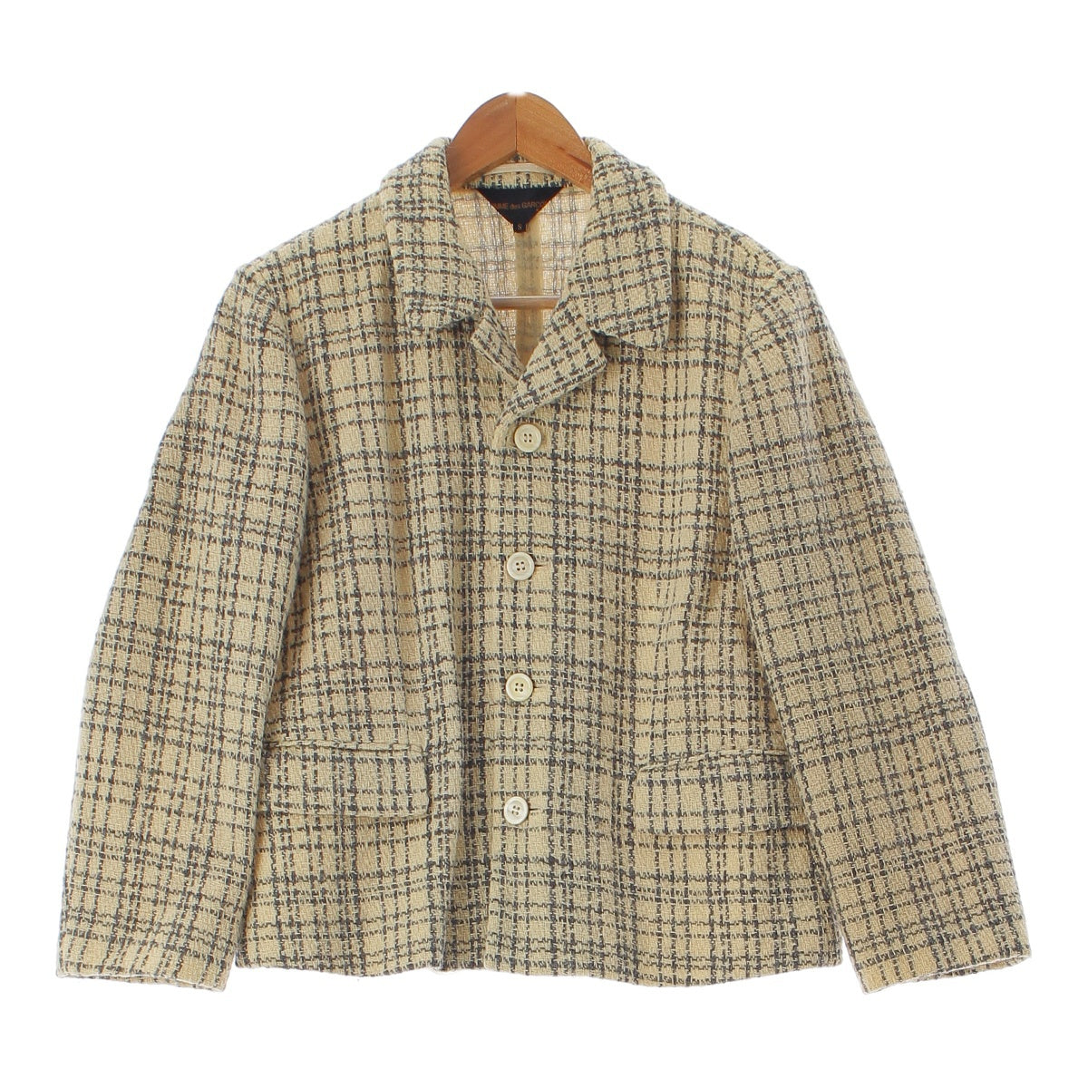 COMME des GARCONS 97AW wool Check Pattern tailored jacket Ivory gray S