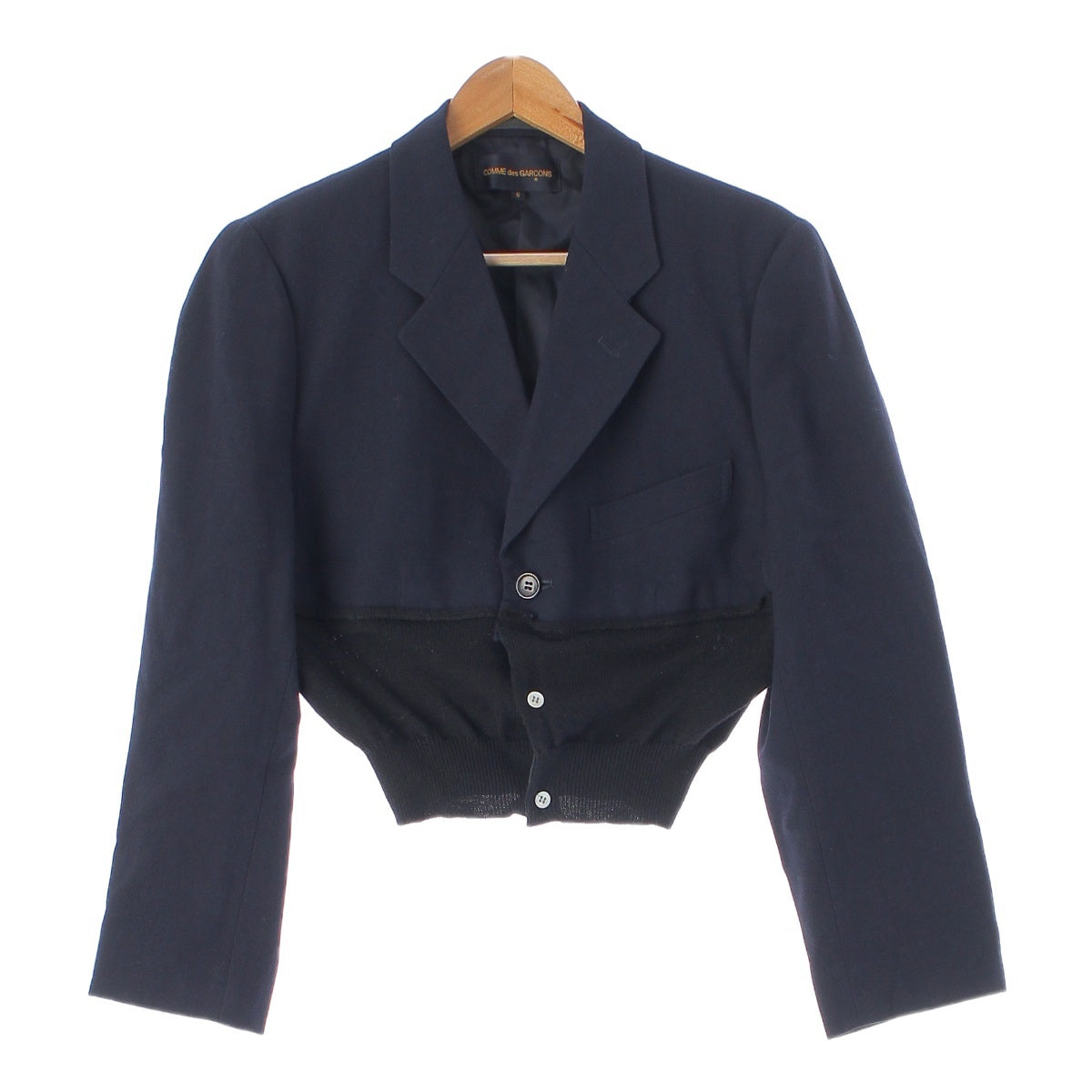 COMME des GARCONS 93AW wool Mixed material docking shorts tailored jacket outer Navy S