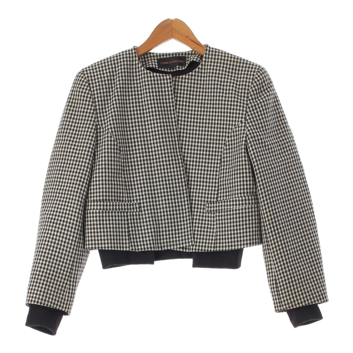 COMME des GARCONS 89AW Houndstooth with liner No color jacket outer GJ-05004S White black S