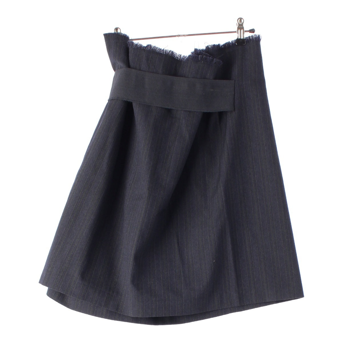 COMME des GARCONS 94AW wool Stripe Pattern Deformed Wrap skirt Navy gray S