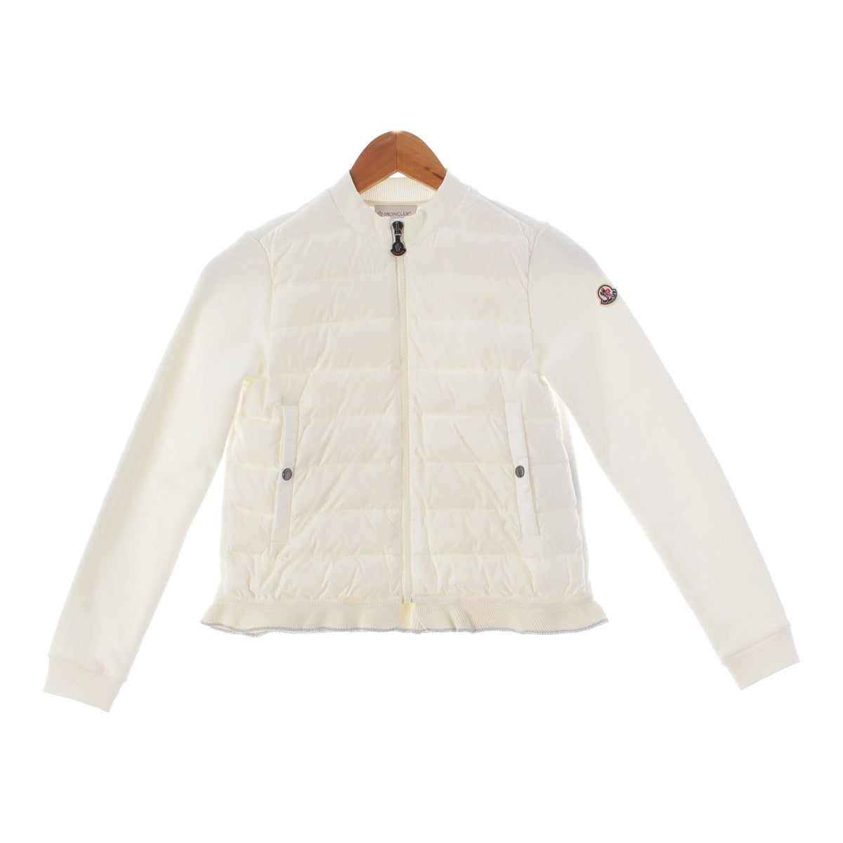 MONCLER 18 years Nylon cotton Knit switching Down jacket Cardigan outer white 12anni 59.8"