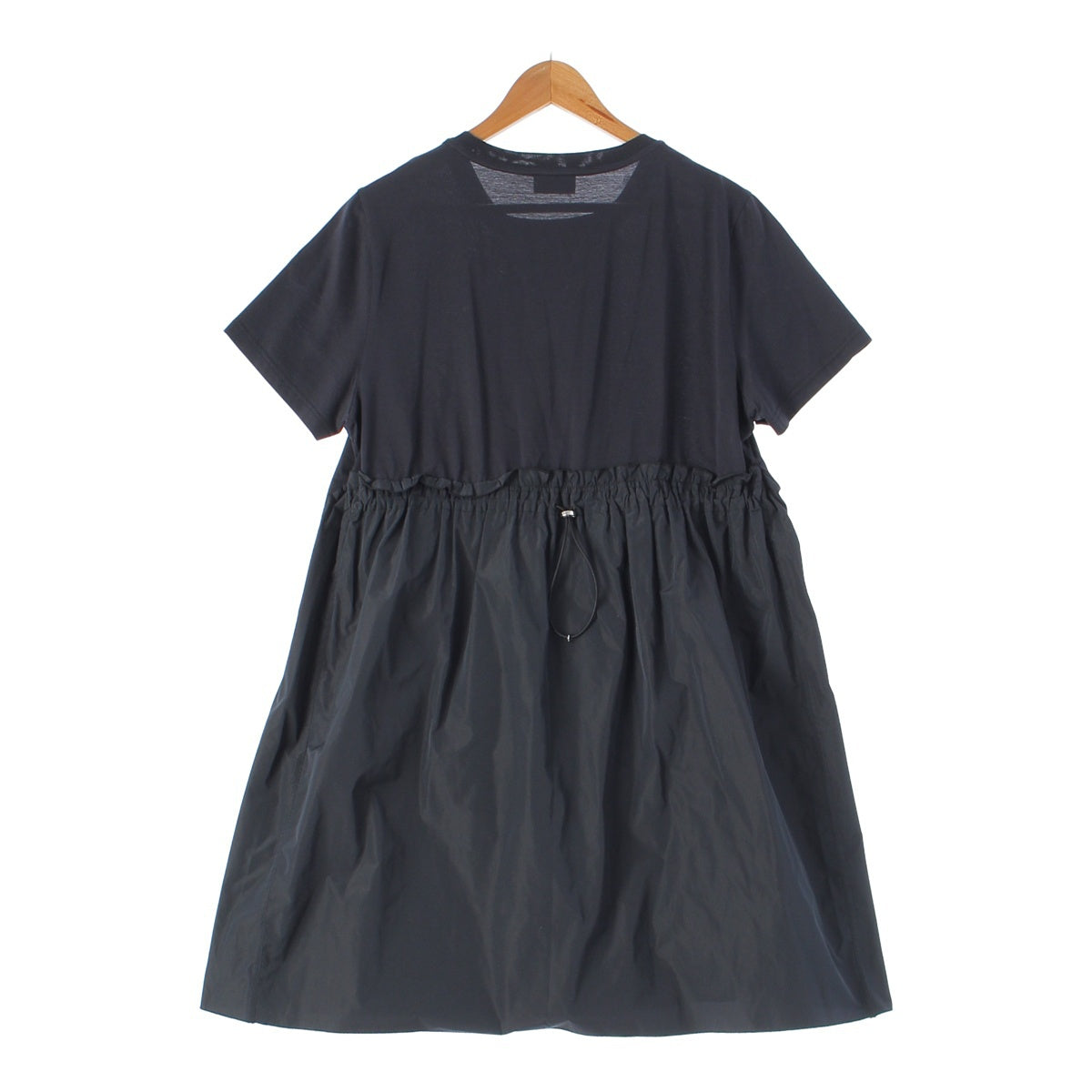 MONCLER 18 years ABITO cotton Nylon switching patch short sleeves knee length ruffle one piece dress black M