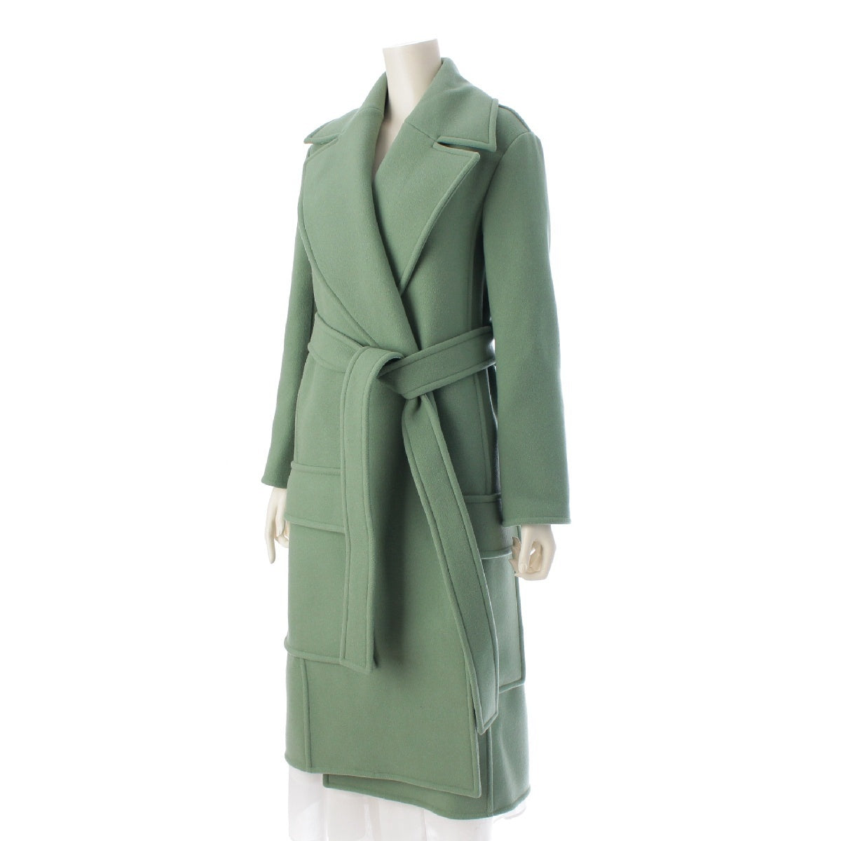 CELINE Virgin wool Phoebe period belted chester coat outer 2 8R77 mint 34