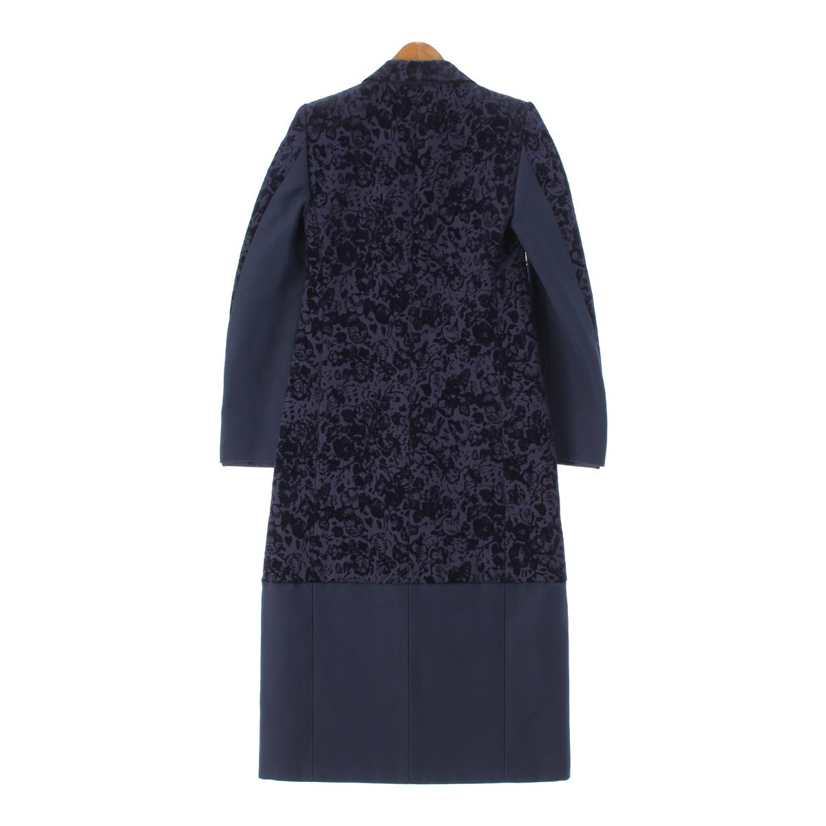 CELINE Phoebe period Silk blend Velour Flower coat outer 2 8I11 4525 Navy 34