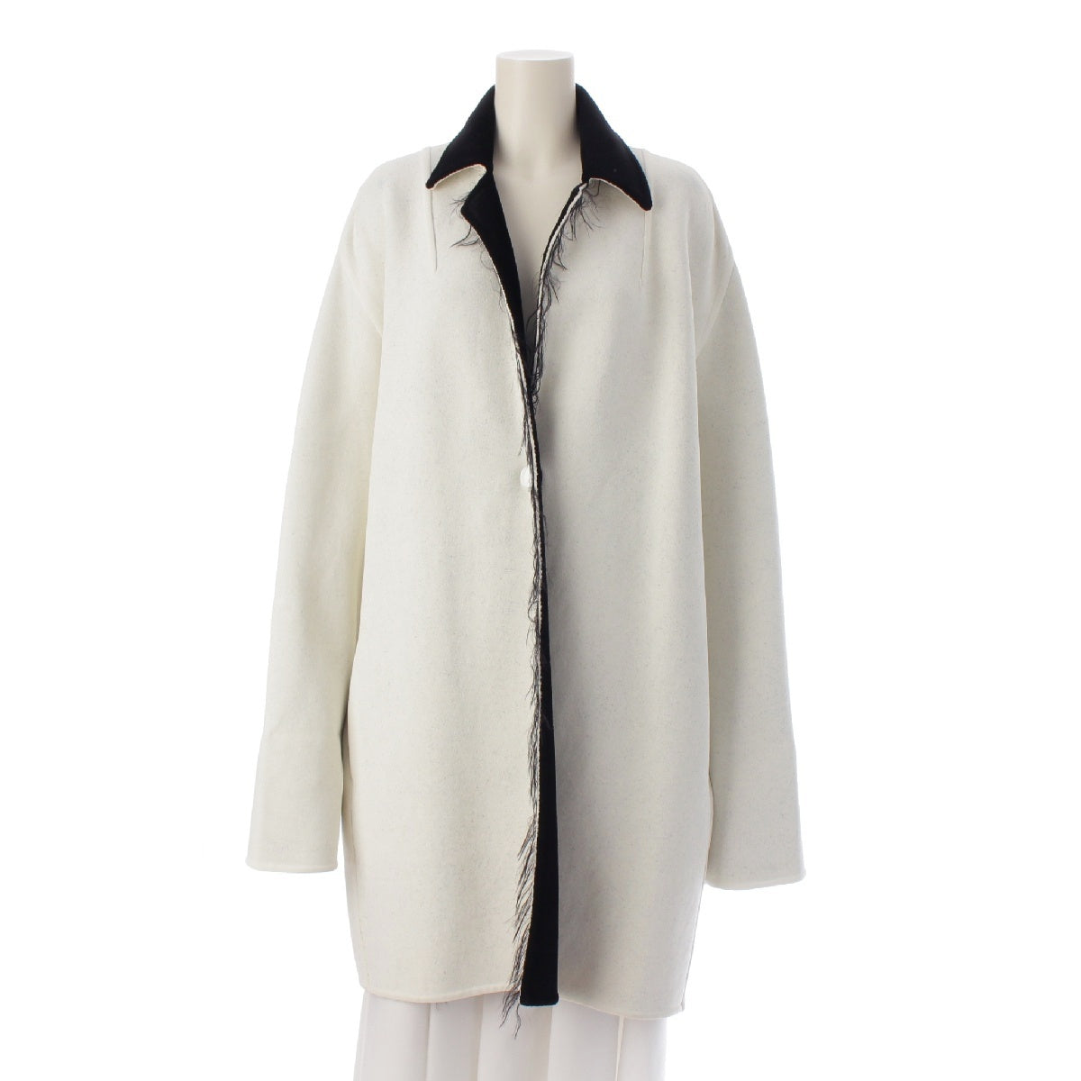 CELINE Phoebe period Nylon One button reversible coat outer 2 8M66 White x black 34