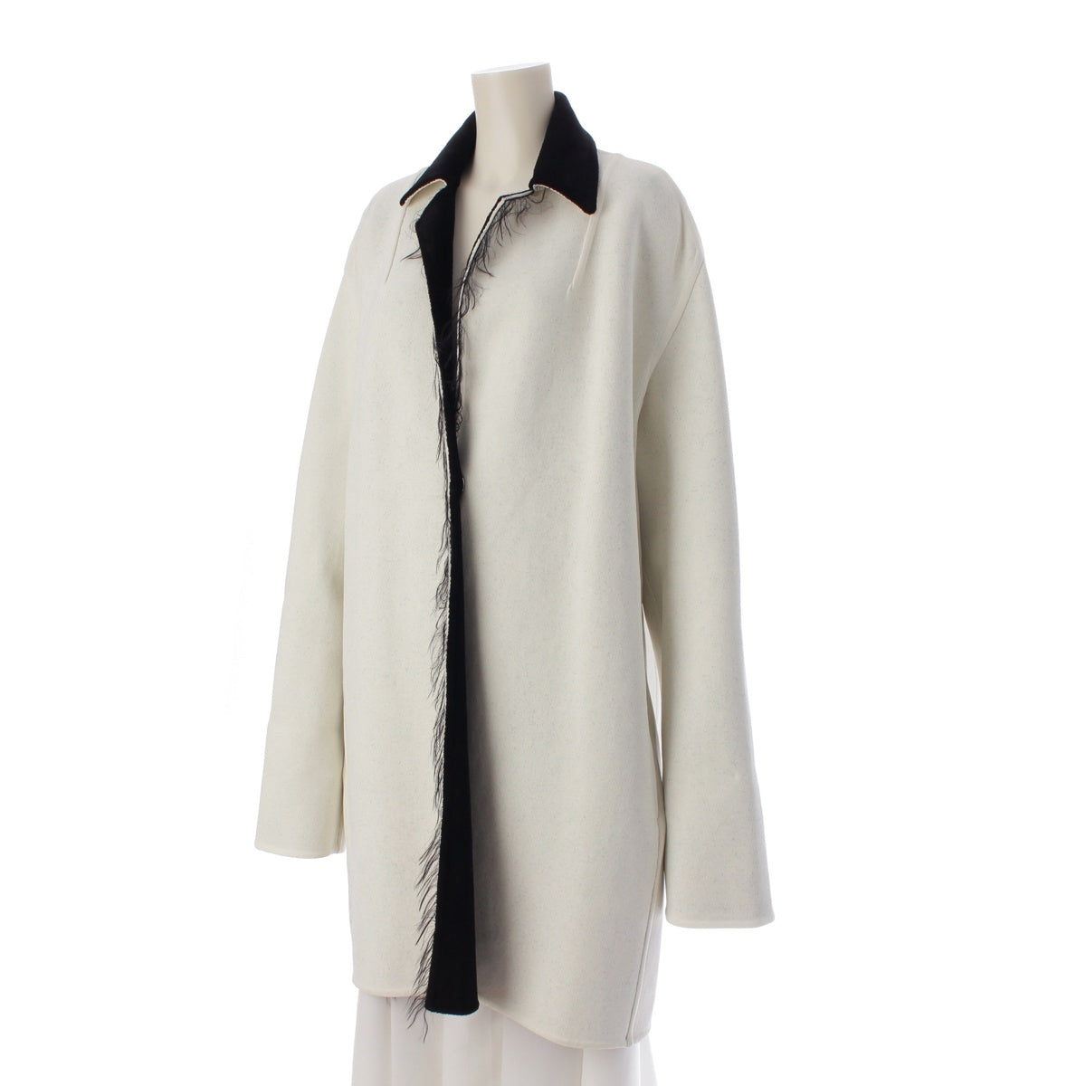 CELINE Phoebe period Nylon One button reversible coat outer 2 8M66 White x black 34