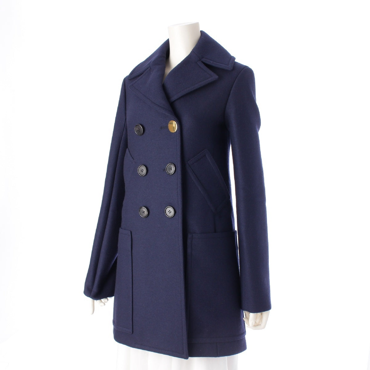 CELINE Phoebe period wool pea coat outer 2 8N99 Navy 34