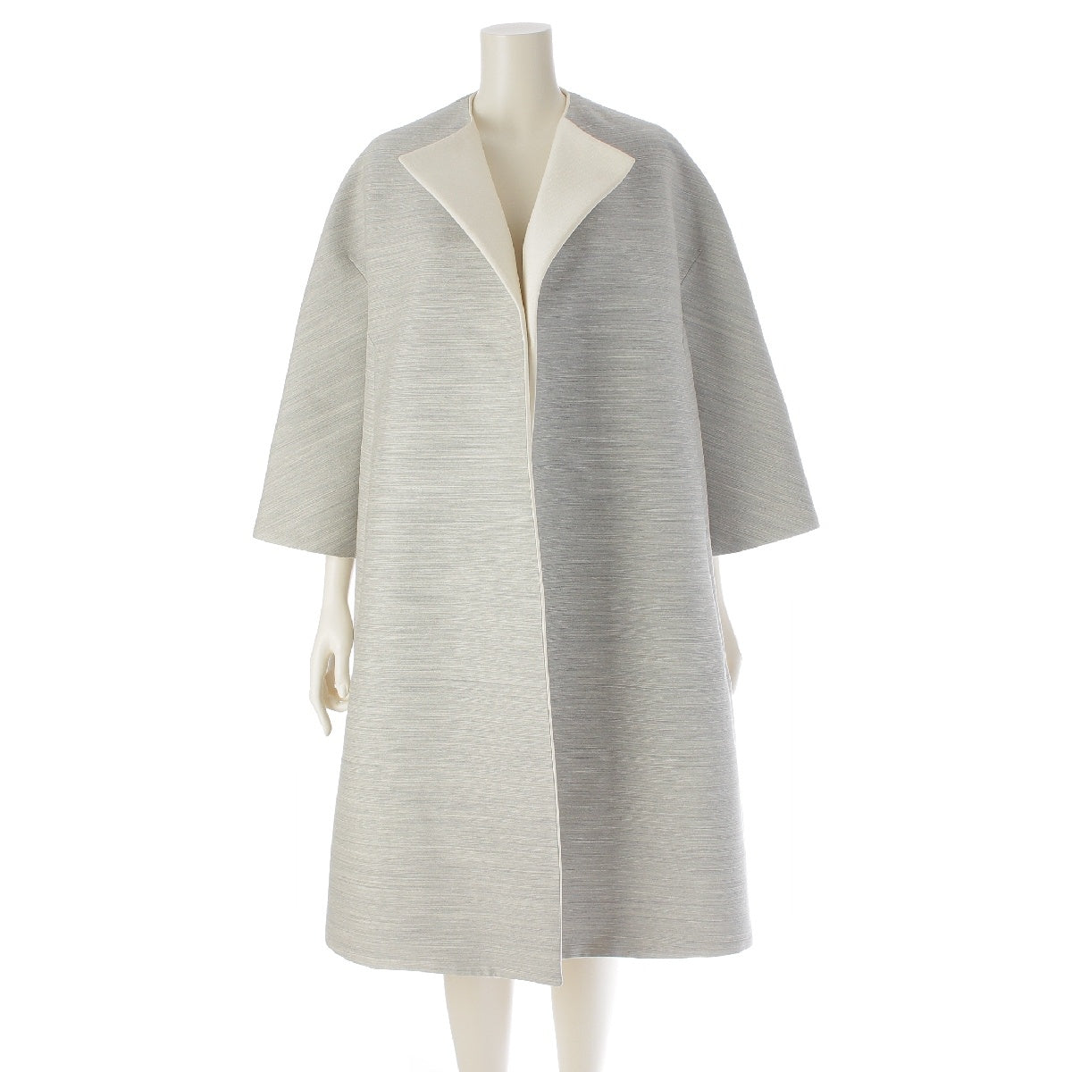 CELINE 13 years Phoebe period Iconic Runway Coat wool 3/4 sleeves, no collar coat outer 2 8J79 gray 36