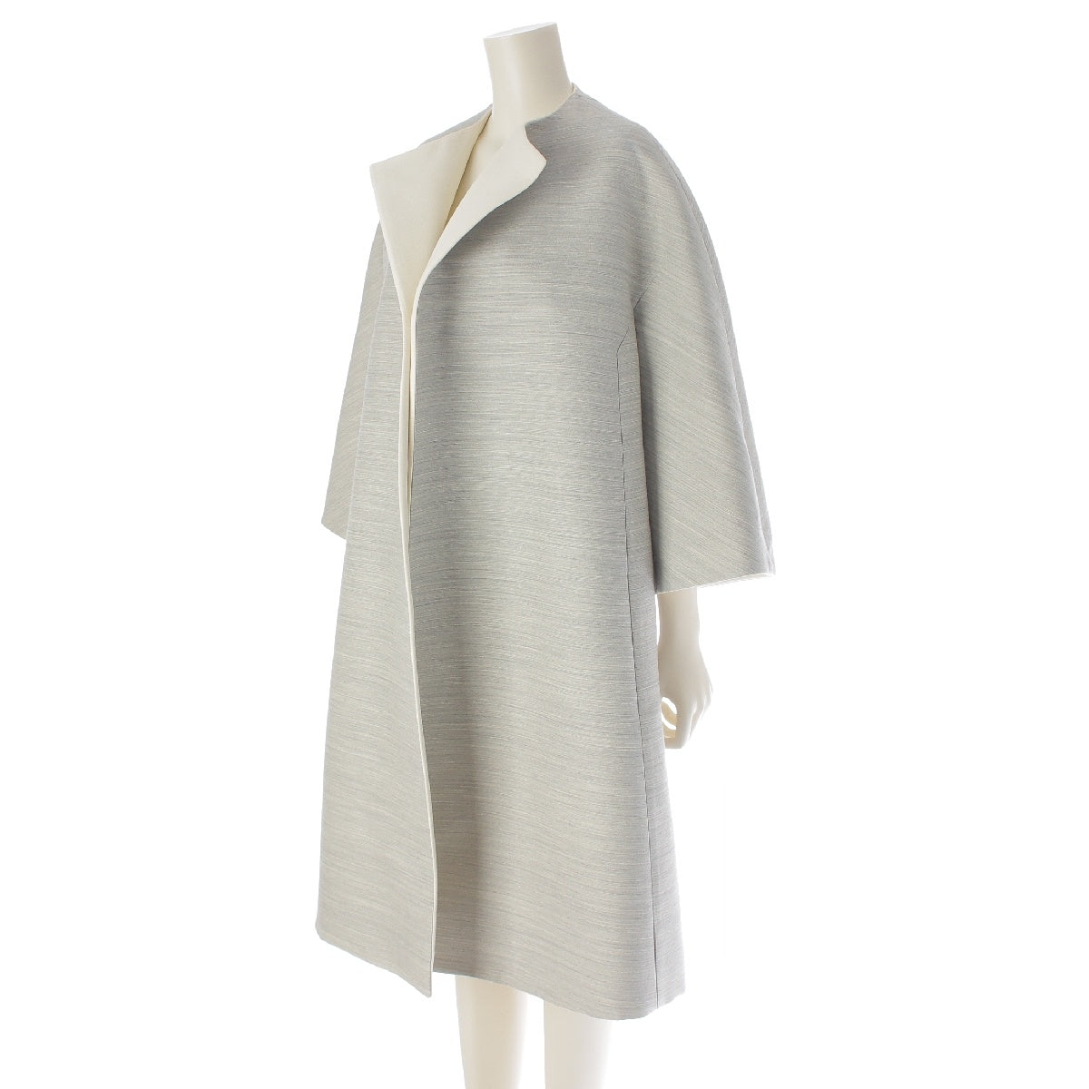 CELINE 13 years Phoebe period Iconic Runway Coat wool 3/4 sleeves, no collar coat outer 2 8J79 gray 36