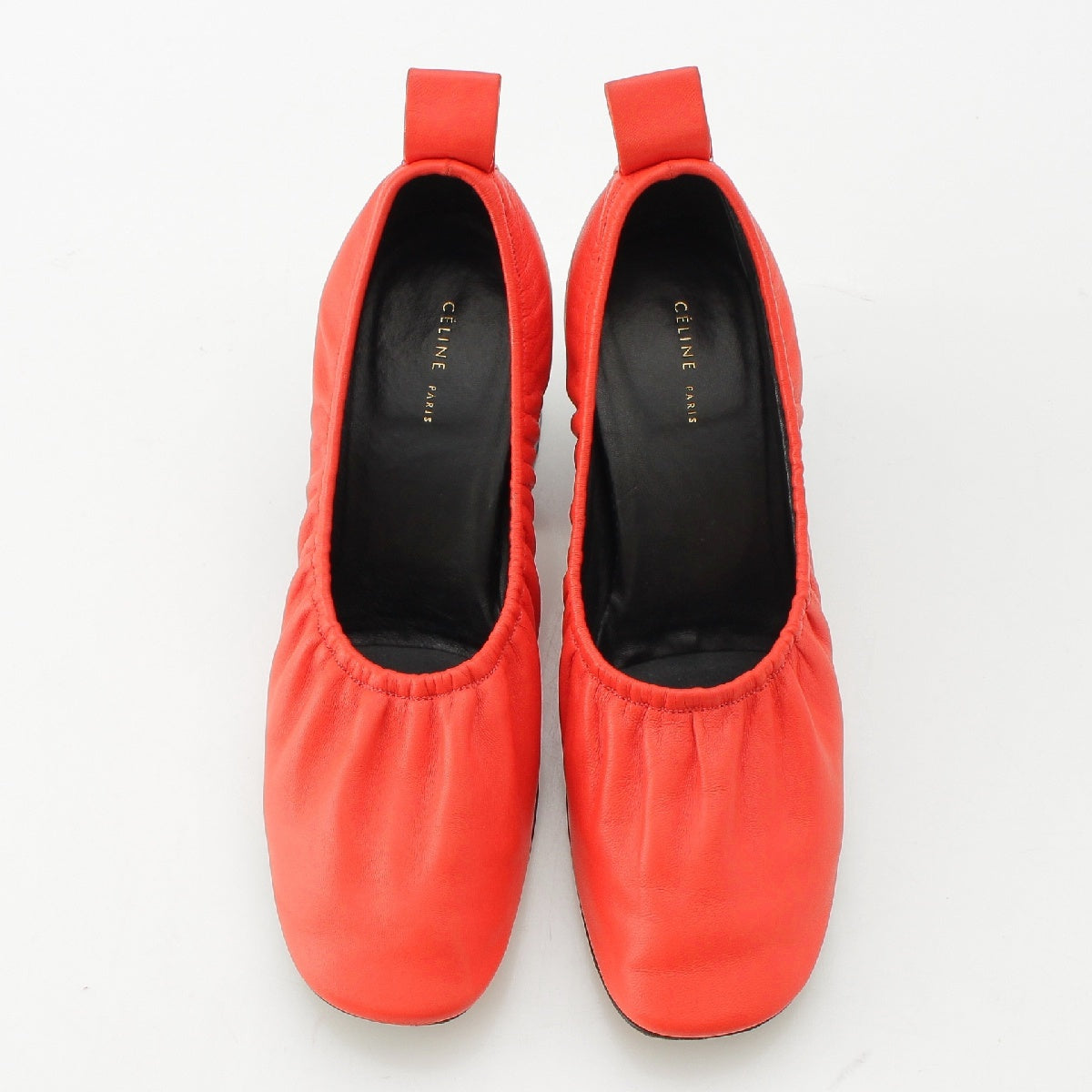 CELINE Phoebe period leather Soft Ballerina Heels pumps shoes Red 35