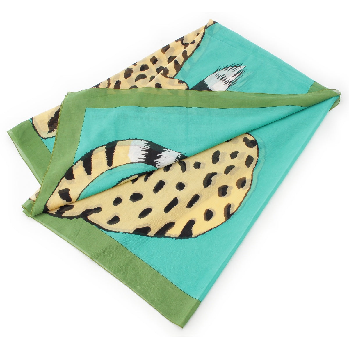 HERMES cotton Logo Pareo Cheetah Stall Scarves & Shawls green