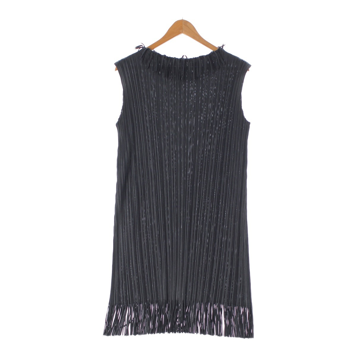 PLEATS PLEASE ISSEY  Sleeveless Fringe one piece Mini dress PP83-JH616 black 2