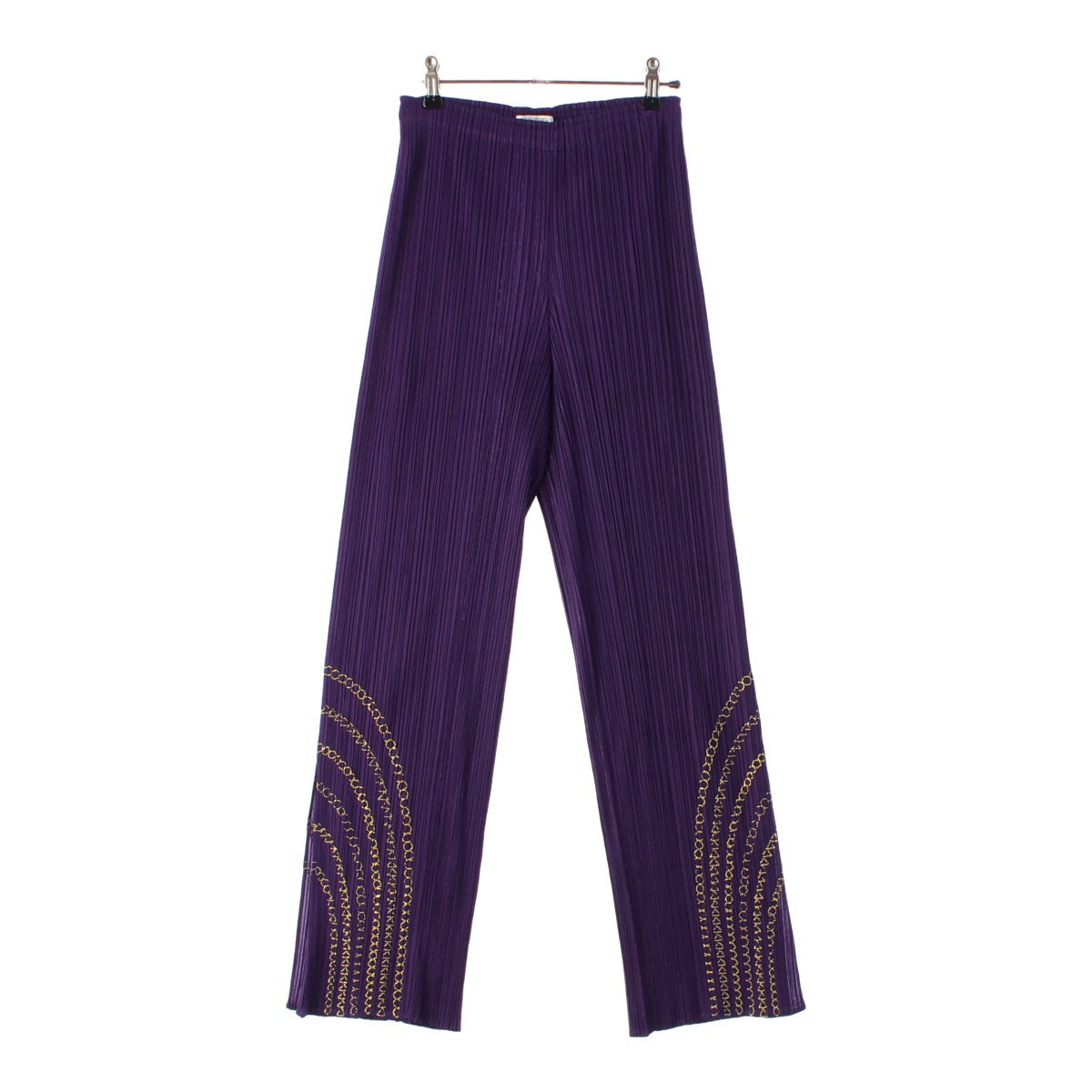 PLEATS PLEASE ISSEY  Embroidery Slid Pants Bottoms PP03-FH667 Purple gold 3