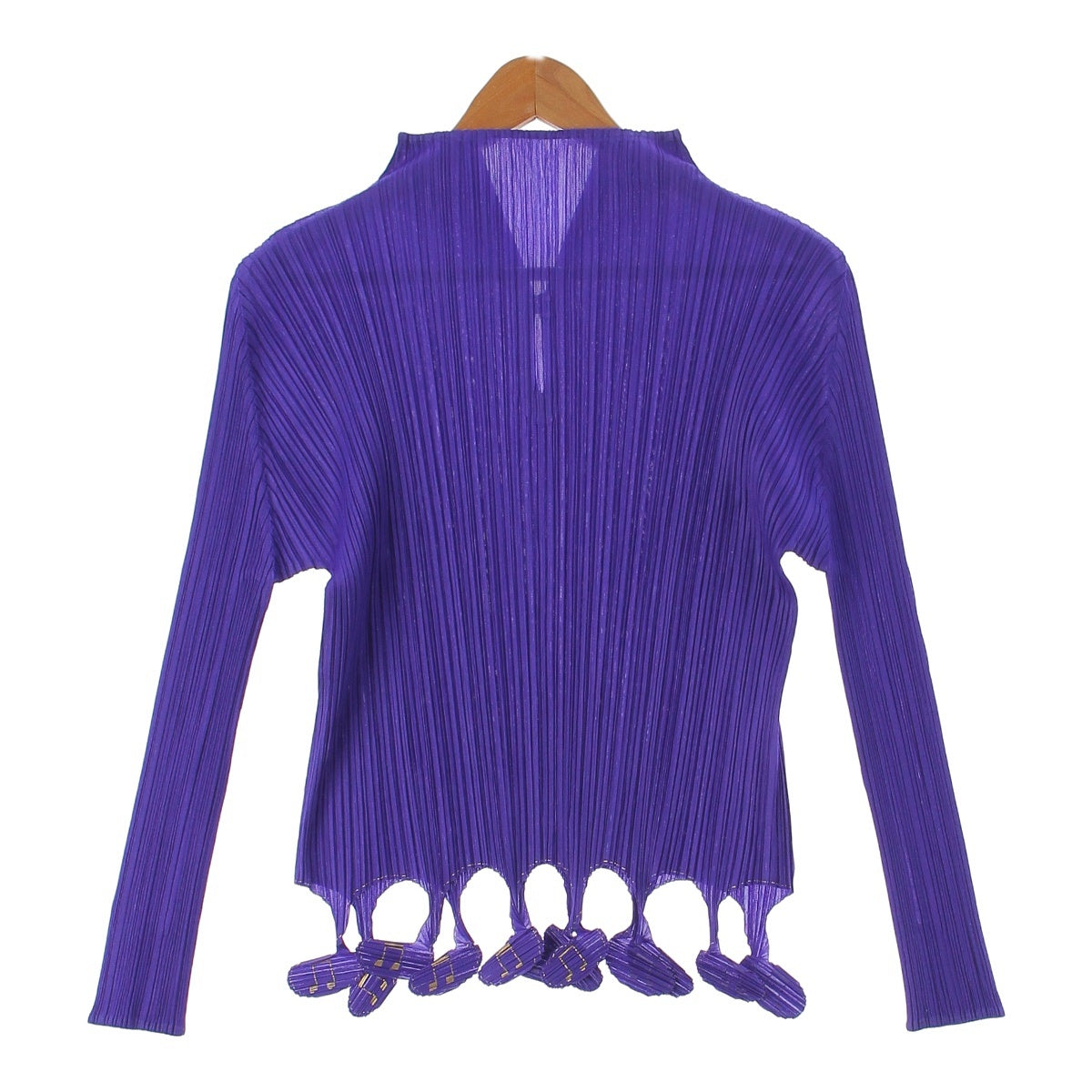 PLEATS PLEASE ISSEY  Musical note High neck Front cut Long sleeves tops Cut PP81-JK502 Purple gold 3