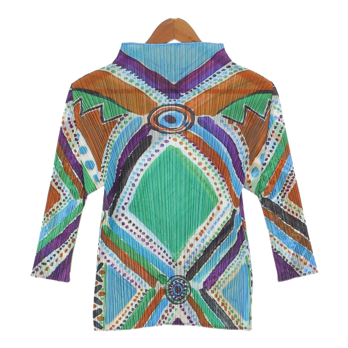 PLEATS PLEASE ISSEY  Mock neck, all-over print, half-length tops Cut PP91-JK534 Purple green 3