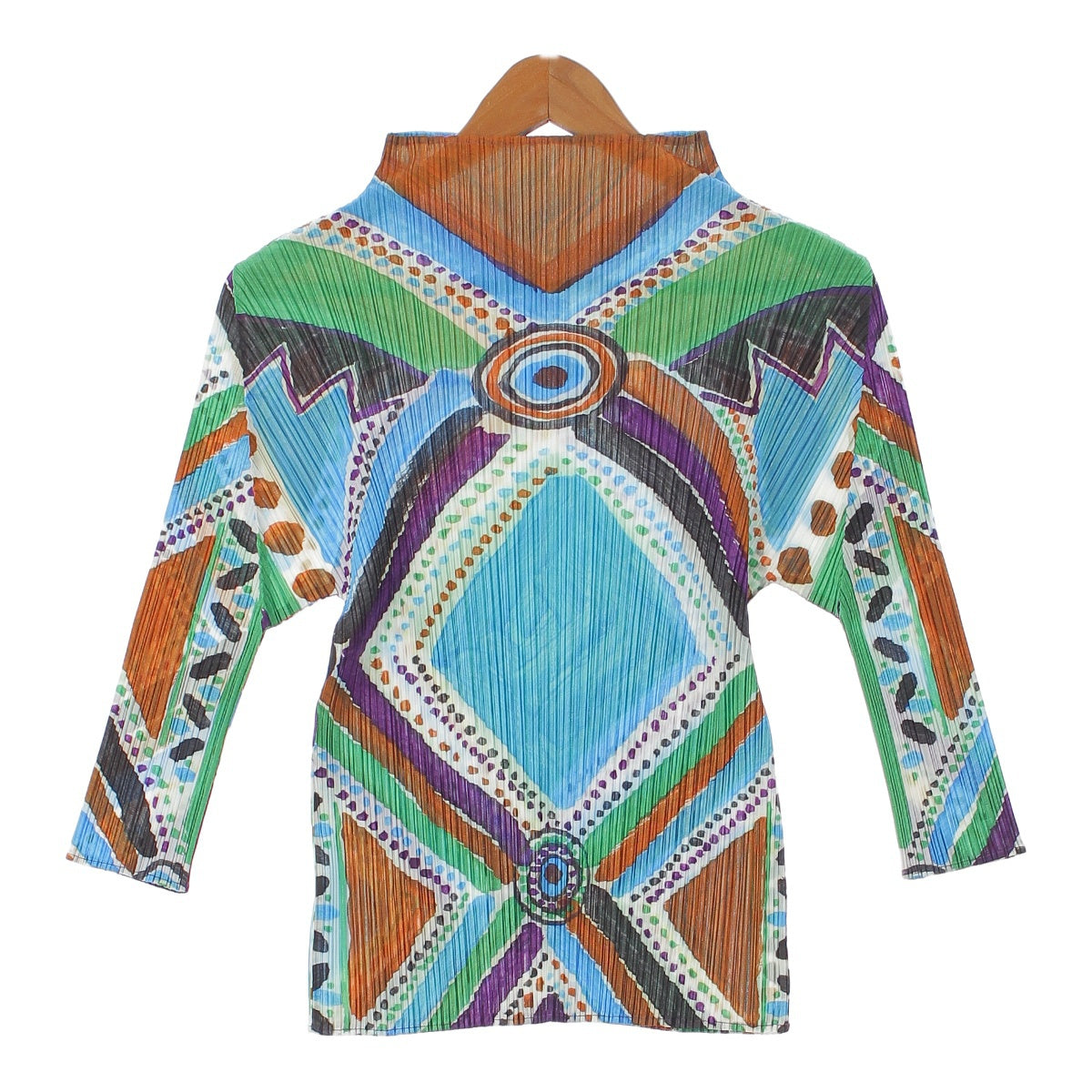 PLEATS PLEASE ISSEY  Mock neck, all-over print, half-length tops Cut PP91-JK534 Purple green 3