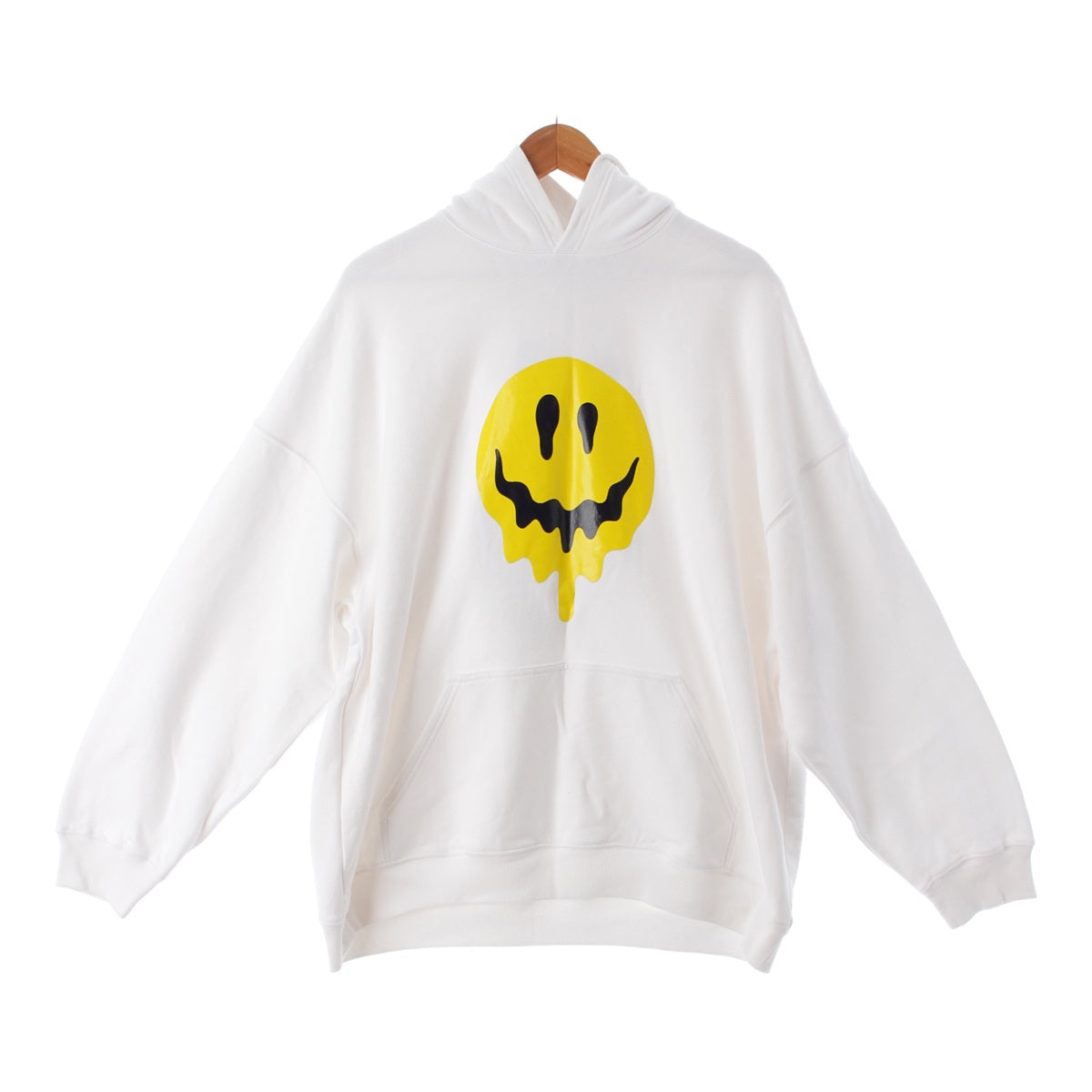 BALENCIAGA 21 years cotton Drip Peace Smile Embroidered Hoodie Parker Hoodies Sweatshirts Tops 651799 white XXS