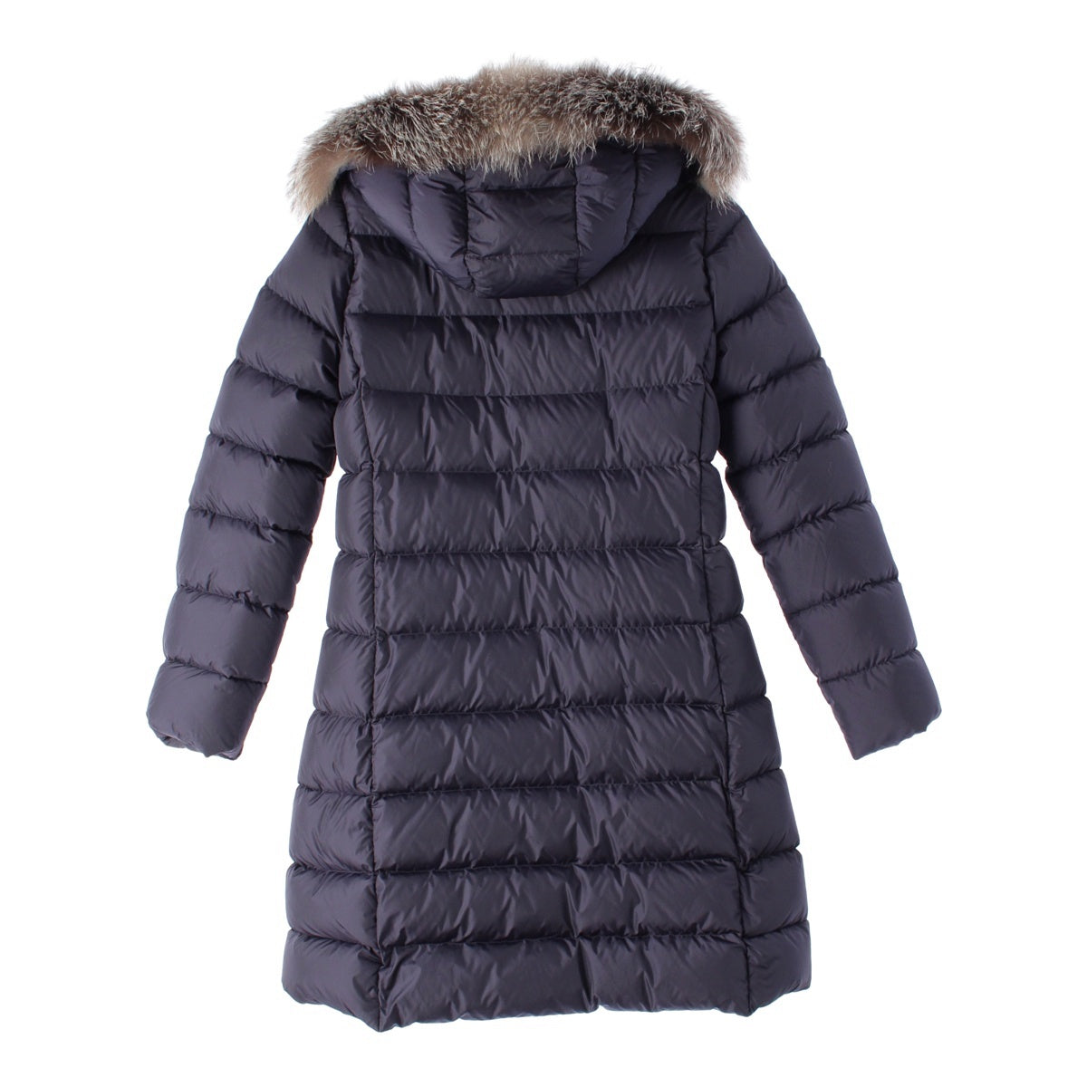 MONCLER 18 years ABELLE Nylon Fur hood down coat Jacket outerwear Navy 14 64.6"