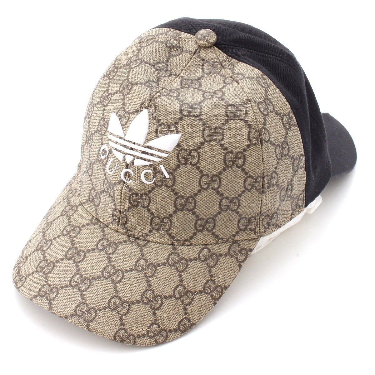 GUCCI × Adidas GG Supreme cotton Double visor 2way baseball cap hat 719406  Beige black M