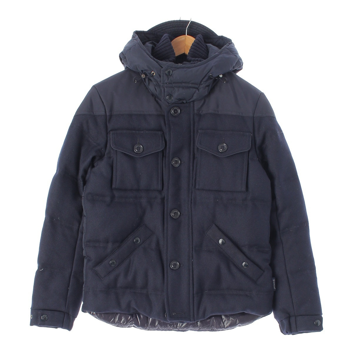 MONCLER Republique wool Nylon-switched hood Down jacket outer Navy 0