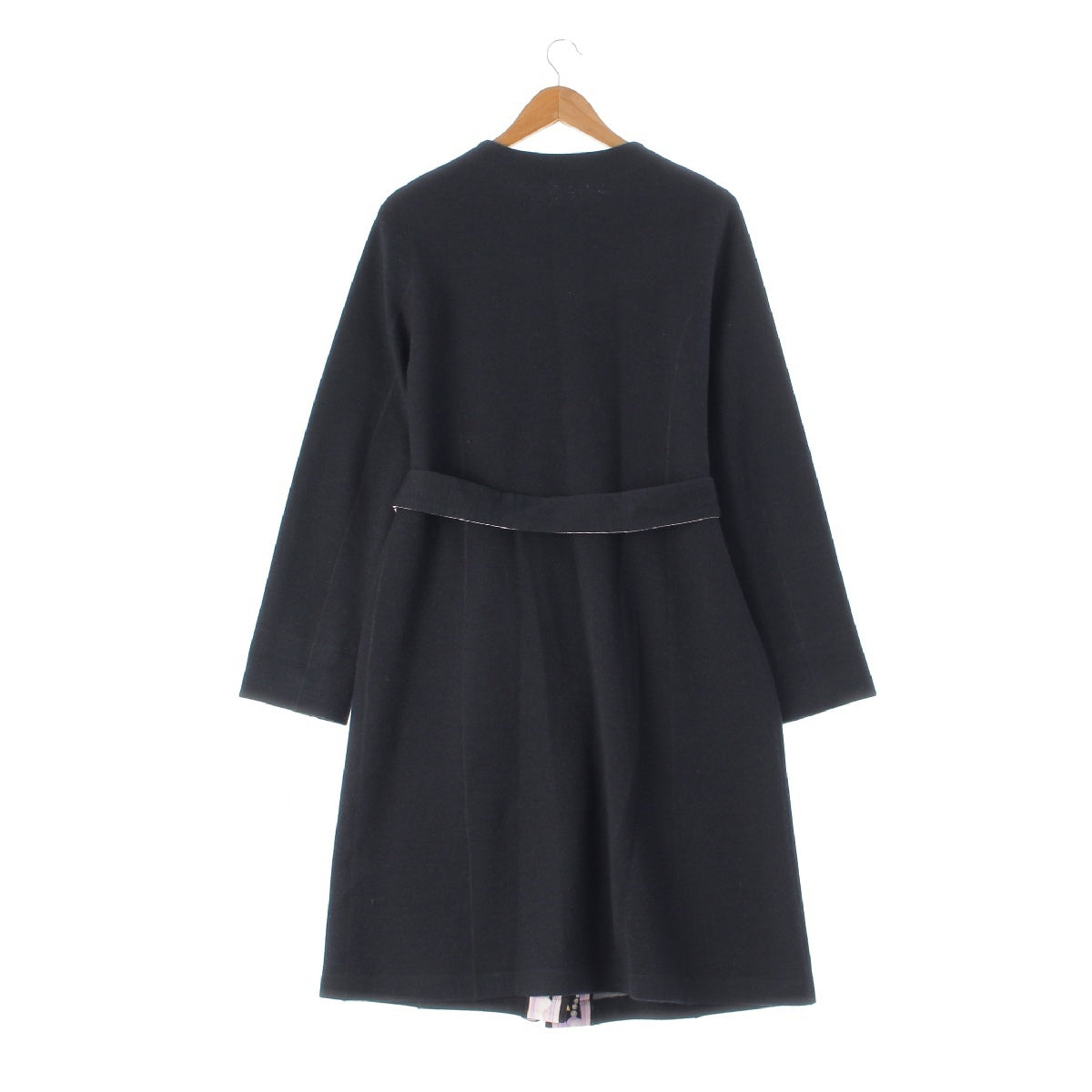 LEONARD wool Belted No collar Long coat outer 0398982 black 38