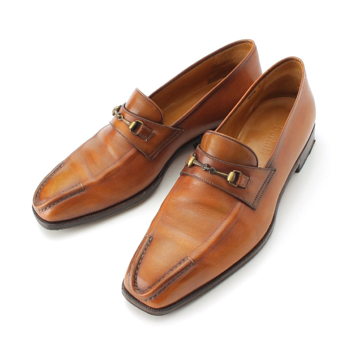 Berluti leather Gold Metal Patine loafers Bit Loafers Moccasin Shoes Brown