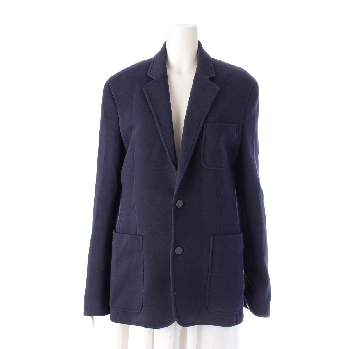 LOUIS VUITTON cotton Monogram logo button tailored jacket RM162Q Navy 48