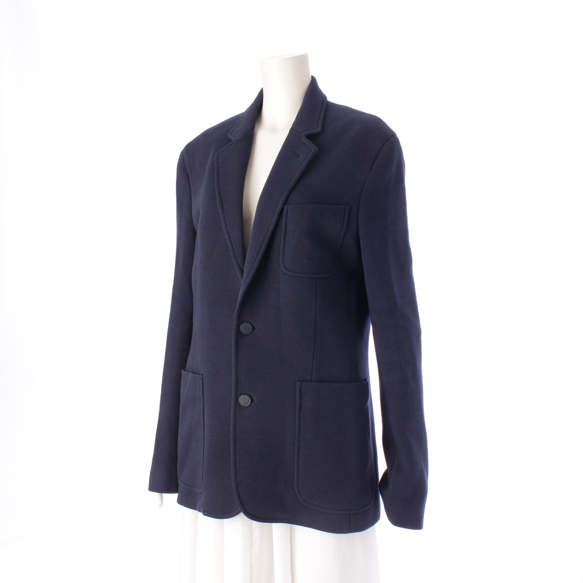 LOUIS VUITTON cotton Monogram logo button tailored jacket RM162Q Navy 48