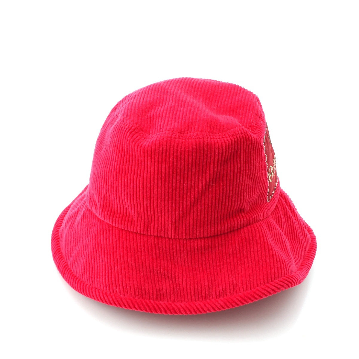 GUCCI Cotton Corduroy Velour logo label bucket hat hat 627174 Red M