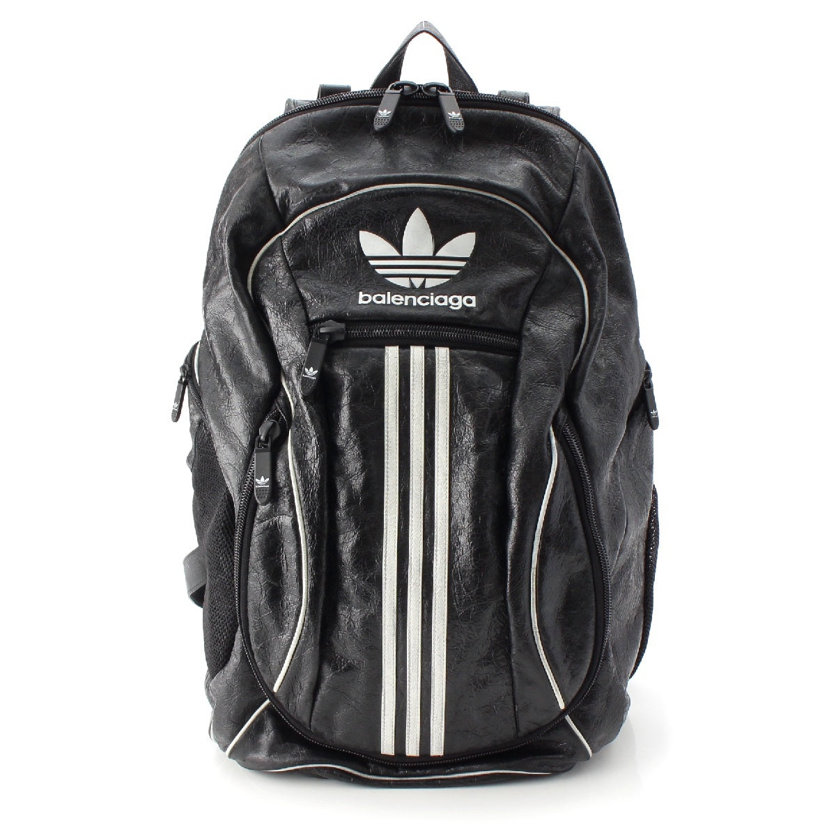 BALENCIAGA × Adidas leather USED processing line Backpack Daypack Backpack black