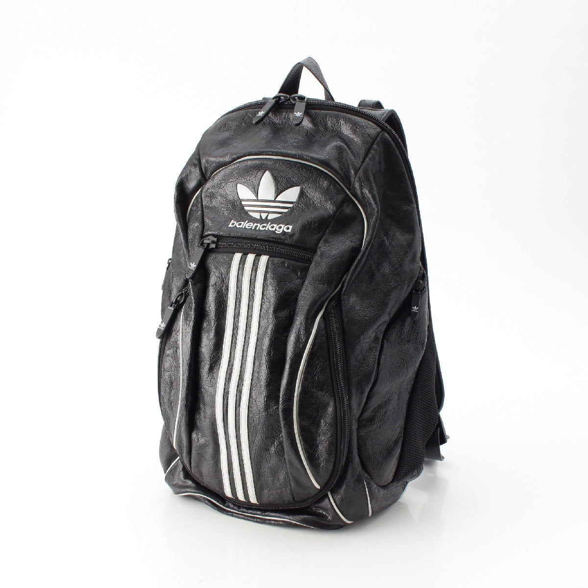 BALENCIAGA × Adidas leather USED processing line Backpack Daypack Backpack black