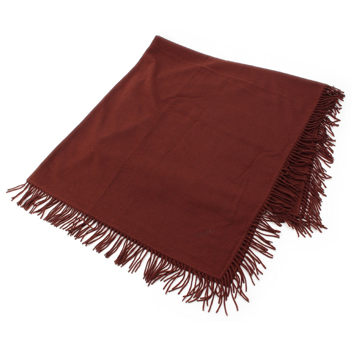 CHANEL Pure Cashmere Logo Fringe Large Blanket interior Stoles, scarves, lap blankets Brown