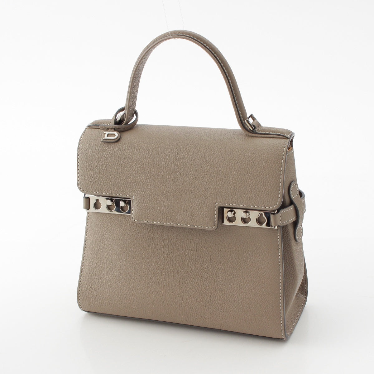 Delvaux Tampate PM Crispy Puff 2WAY Shoulder with D Charm Handbag Shoulder Bag SilverMetal Greige