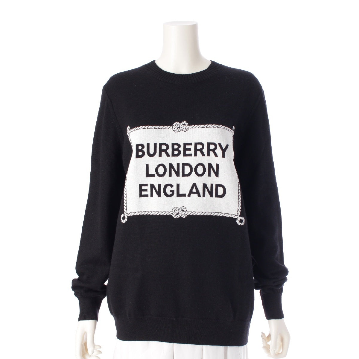 BURBERRY wool logo crew neck sweater Knit Top black M