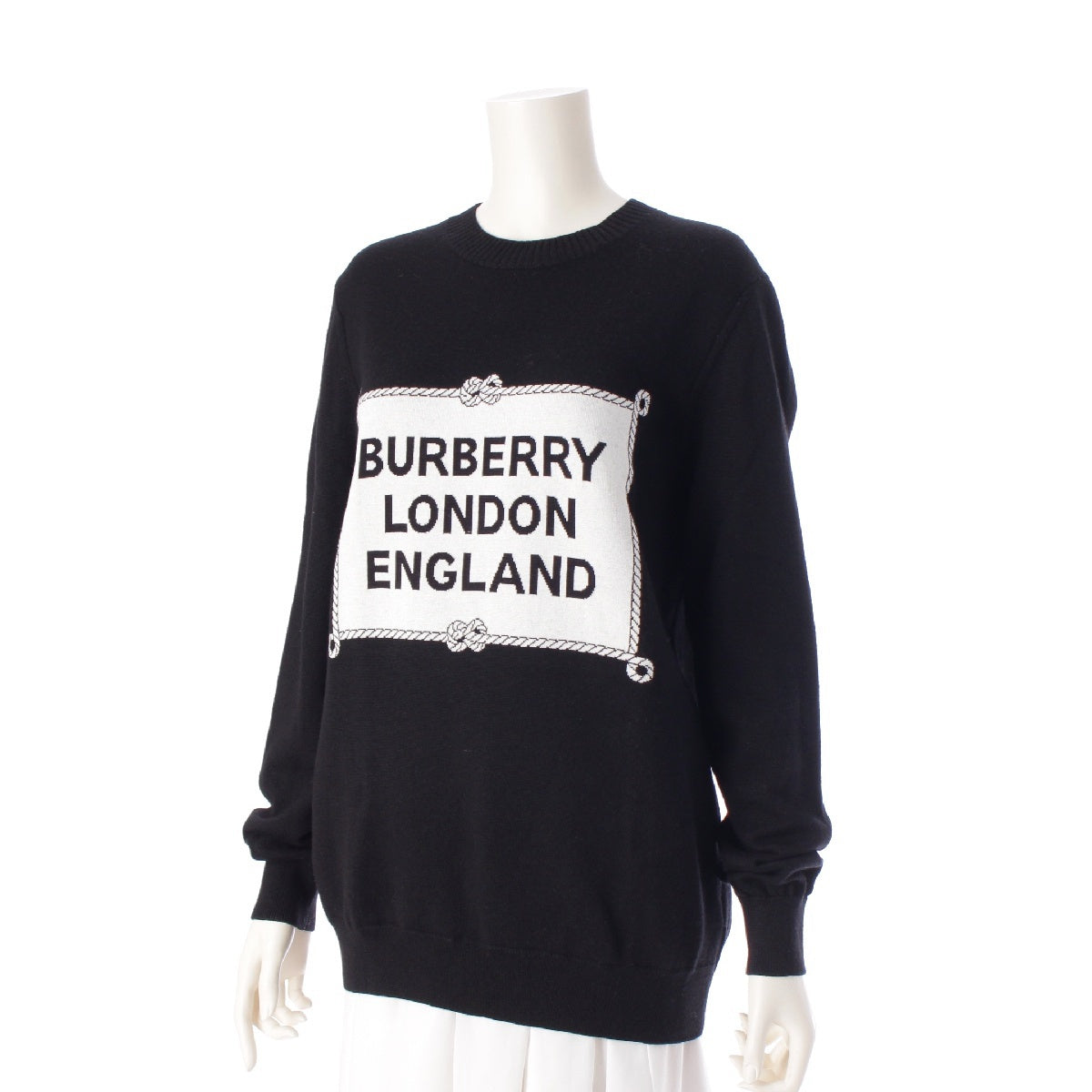 BURBERRY wool logo crew neck sweater Knit Top black M