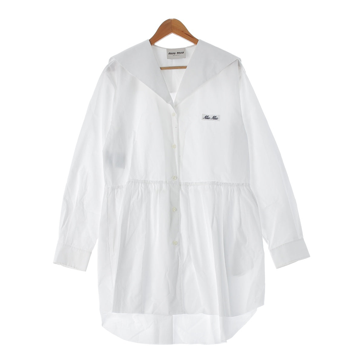 MIUMIU 23 years cotton poplin Sailor collar logo embroidered shirt one piece MF5263 white 40