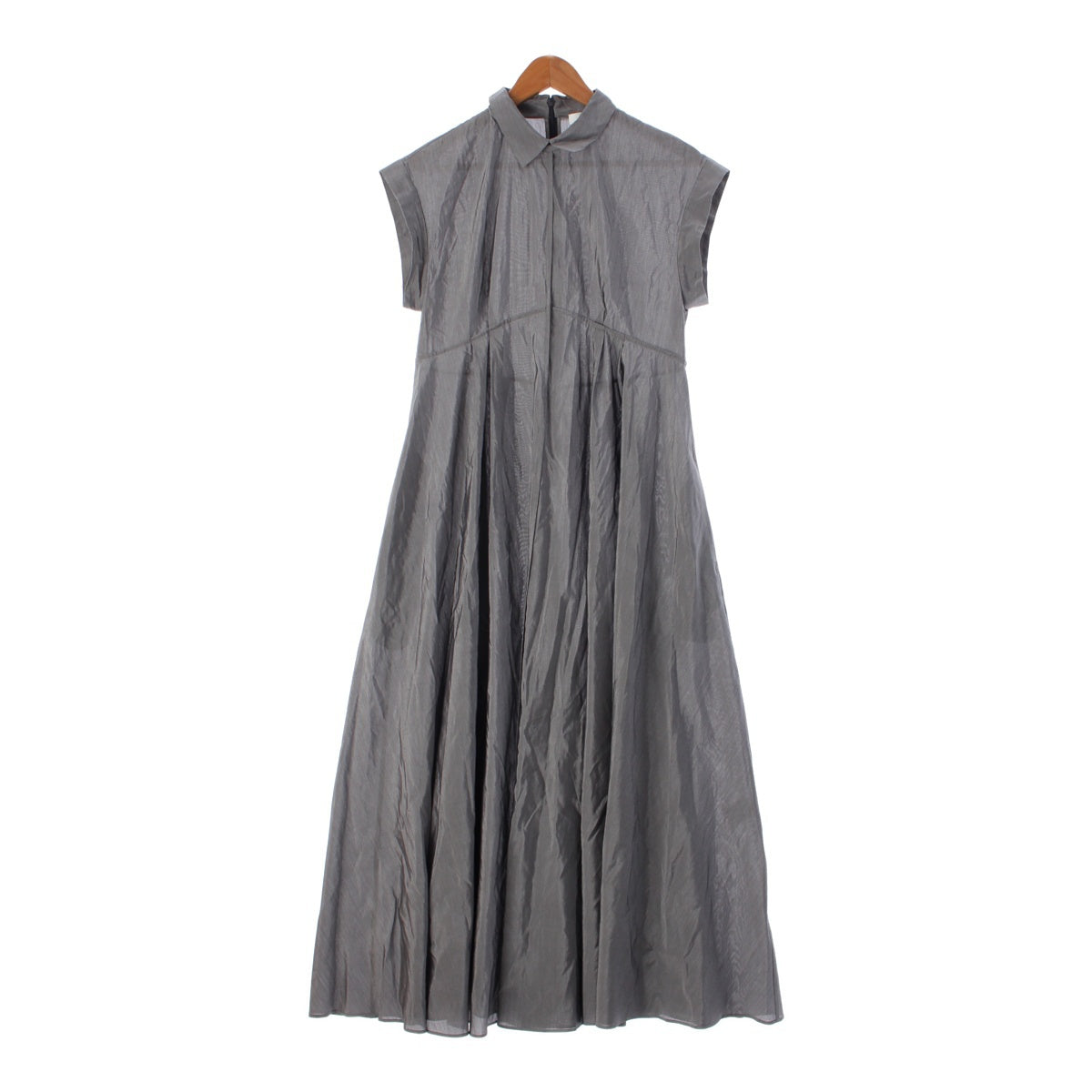 ebure Light Cotton Silk Long flare French sleeves one piece dress 3910300305 gray 38