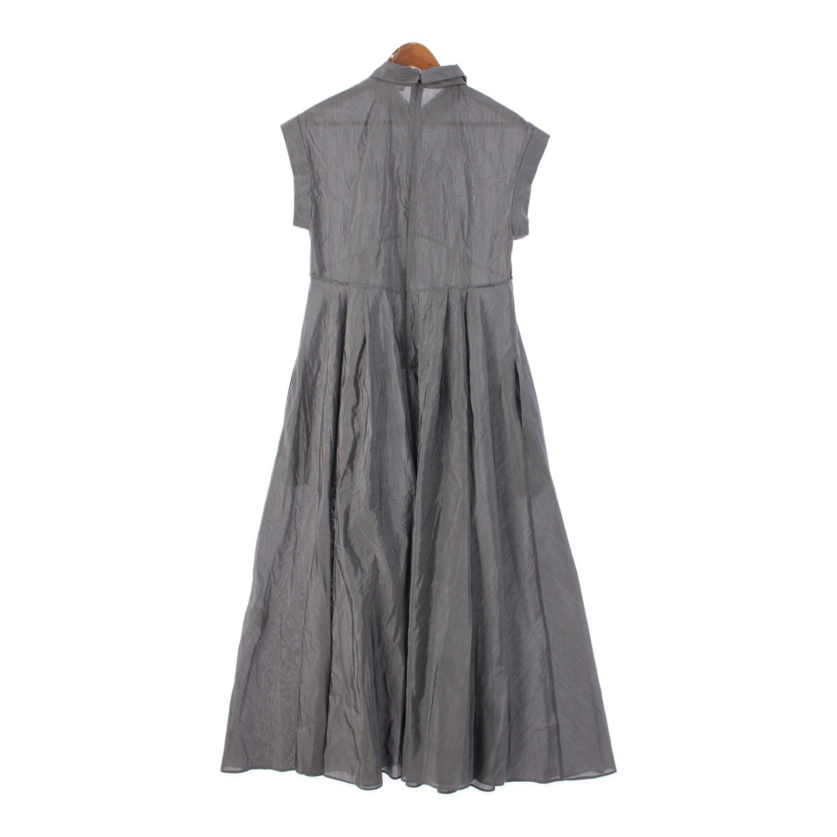 ebure Light Cotton Silk Long flare French sleeves one piece dress 3910300305 gray 38