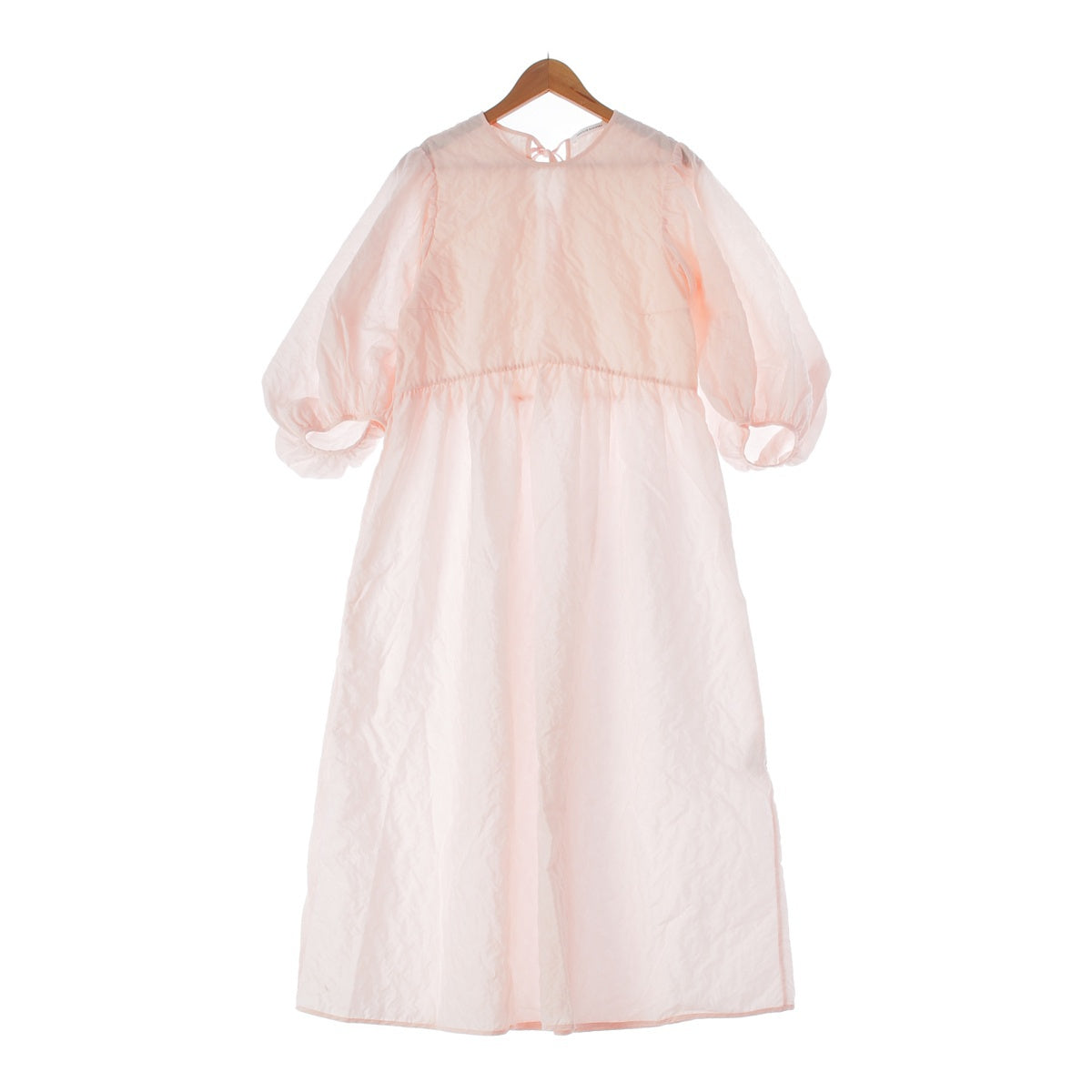 Cecilie Bahnsen 23Stainless Steel THE OUTNET PINK DRESS Nylon Tiered Puff Sleeve Lace-up Long one piece dress 23SS pink