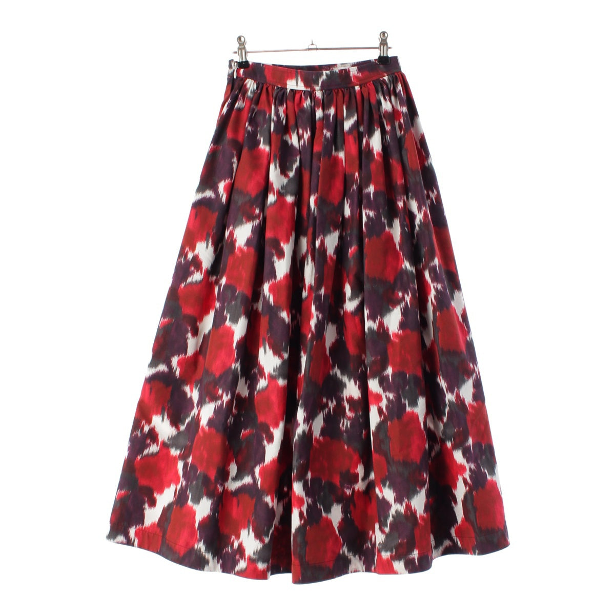 Christian Dior 23AW silk cotton All-over print side zip flare midi skirt 351J65A3896 Red 34