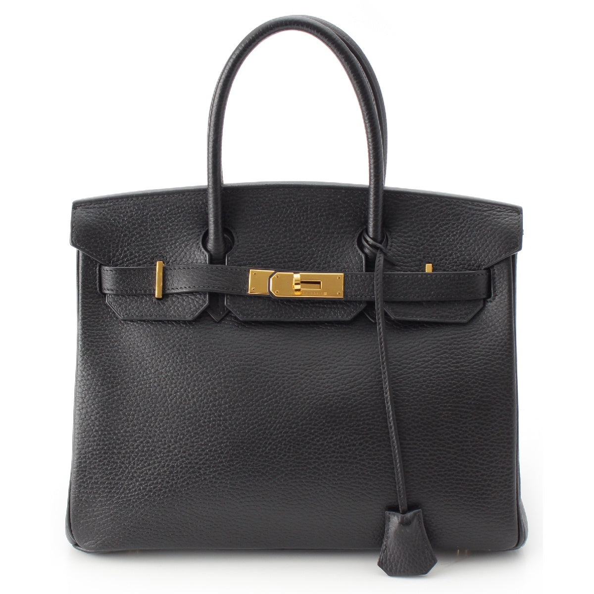 HERMES □ E marking Birkin 30 Ardenne Handbag Gold Metal Noir