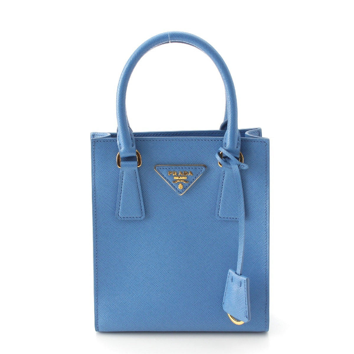 PRADA Safiano leather Triangle Logo 2way Shoulder Mini Handbag Tote 1BA358 blue