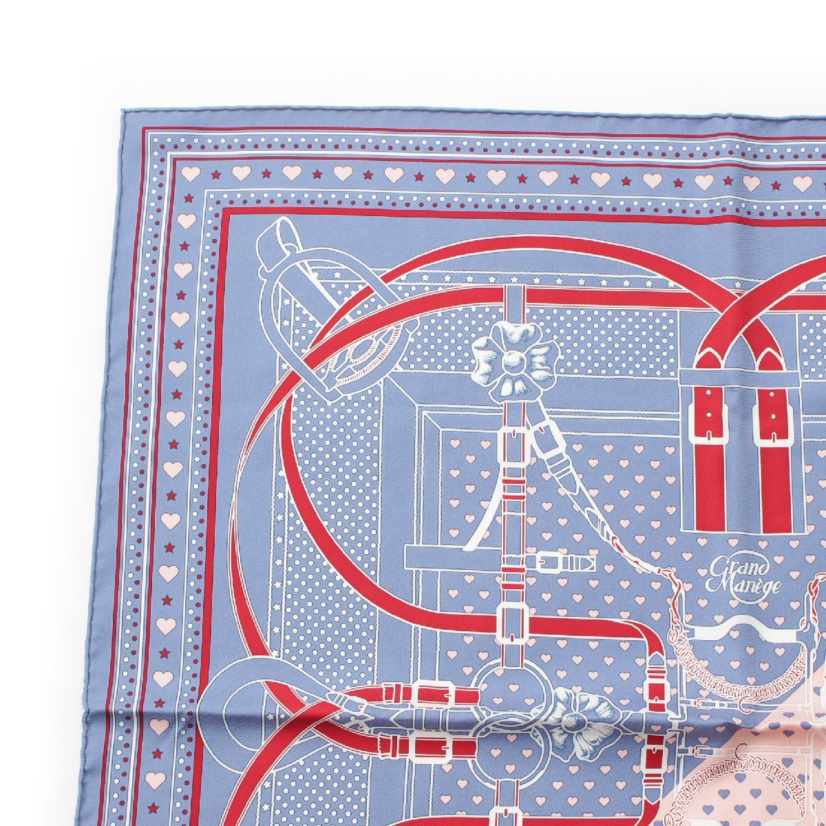 HERMES Carre 70 silk Grand Manege Bandana Love scarf handkerchief Pink blue