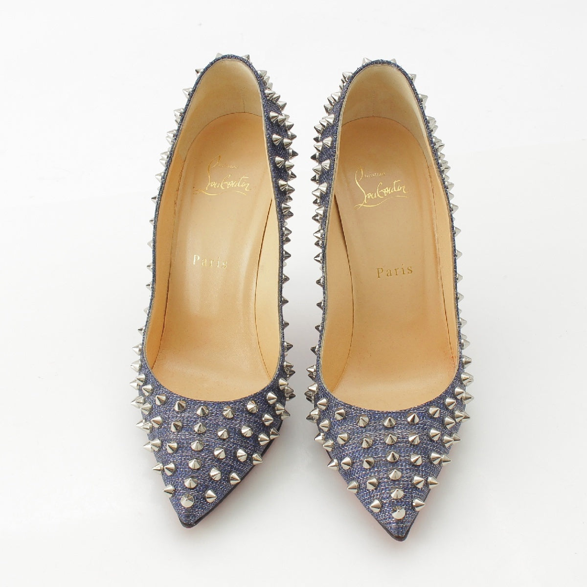 Christian Louboutin denim Studded Glitter Heels pumps shoes blue 40