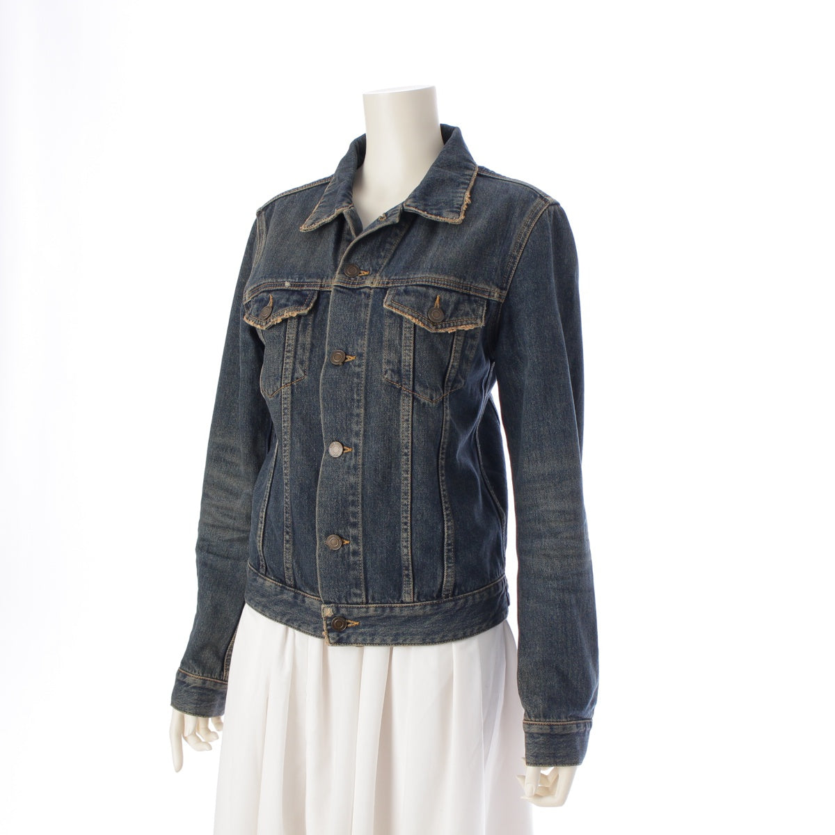 SAINT LAURENT cotton Vintage processing Denim Jacket G-jeans 377890 Indigo blue XS