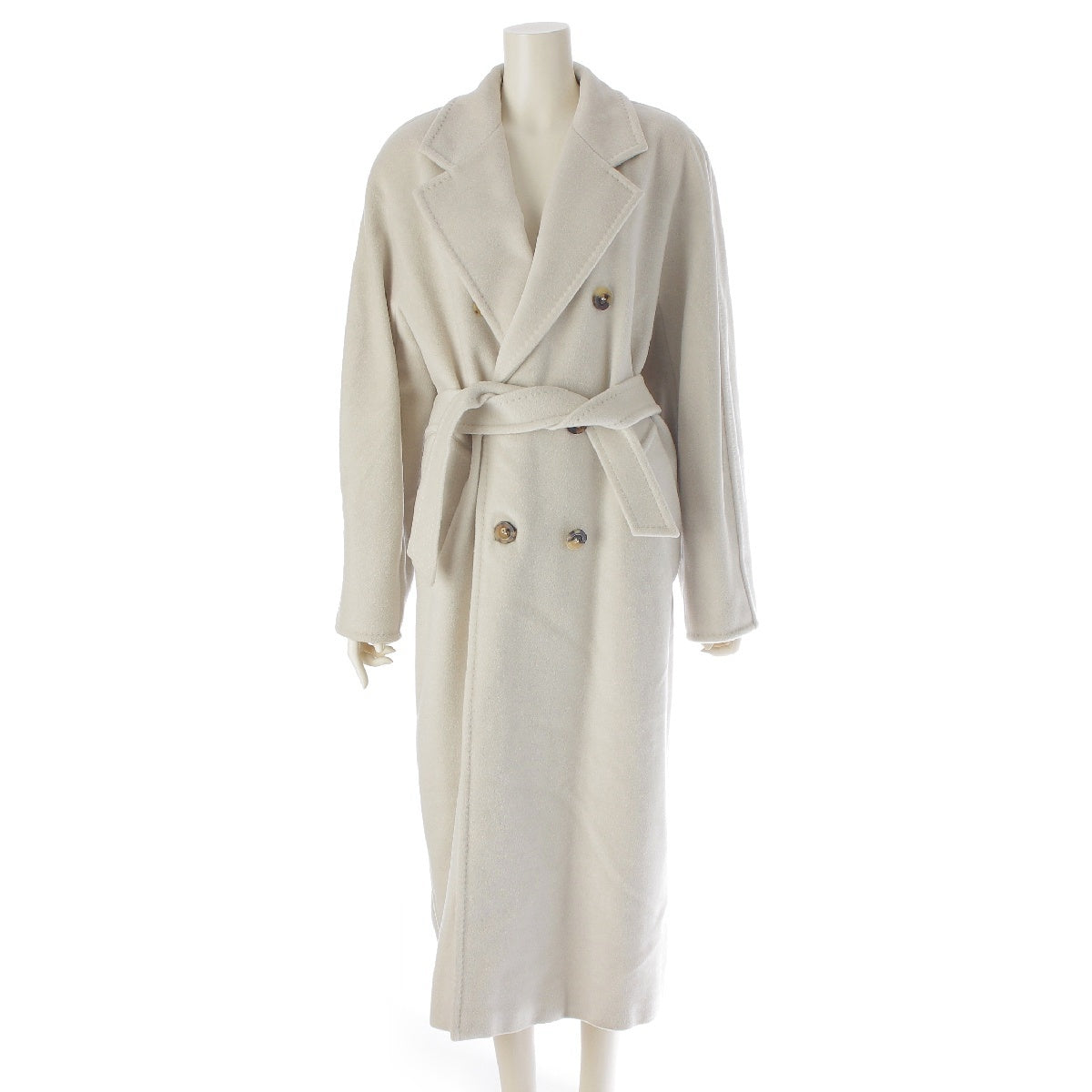 MAX MARA MADAME Cashmere Wool Double Breasted Belt Icon Long coat outer 101801896 white 42