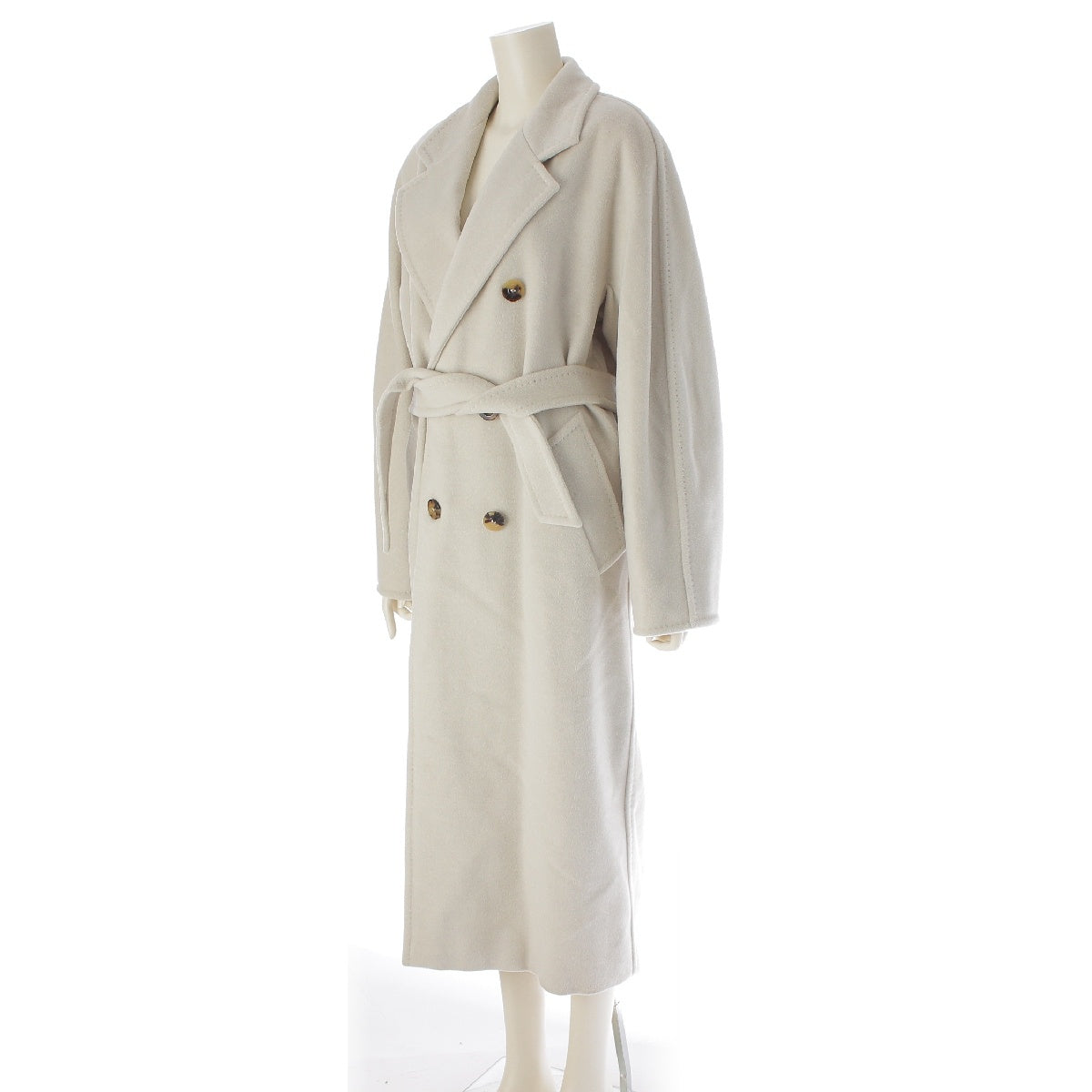 MAX MARA MADAME Cashmere Wool Double Breasted Belt Icon Long coat outer 101801896 white 42