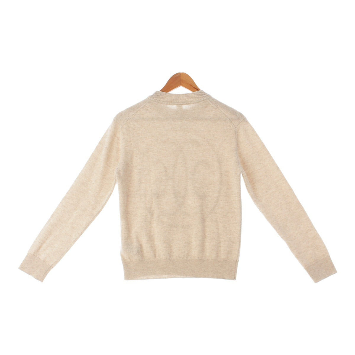 HERMES cashmere H-Lift Crew Neck Long Sleeve Knit sweater tops beige 38