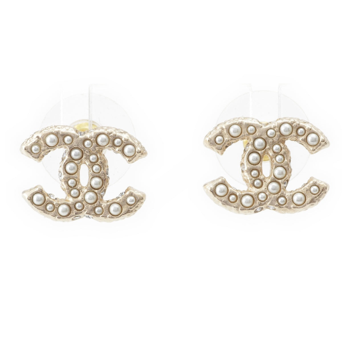 CHANEL A24V COCO Mark Pearl Pierce Earring accessories gold